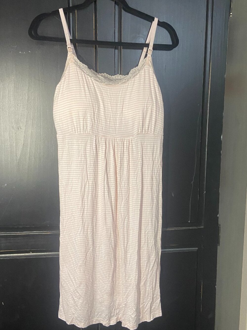 A Pea in the Pod Sleep Pink Stripe Nursing Maternity Chemise Nightgown L NWT